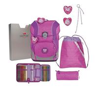 DerDieDas mochila escolar ErgoFlex Tiny Set 6 -piezas Purple Unicorn rosa