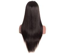 Derecho Cabello humano real Peluca frontal de encaje para Mujer Rayita natural (Negro) (Tamaño : 20 inch)
