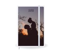 DEREGALOOS Bloc de Notas Personalizado con Tapa Dura Blanca para Sublimación. Libreta A5 de RPET Reciclado. 100 Hojas Lisas. Regalo Ecológico para Empresas, Amigos, Familia o Eventos Especiales