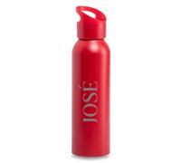 DEREGALOOS Botella Aluminio Mate 600ml Personalizable con Grabado Láser. Ligera y Reutilizable. Cierre Seguro sin BPA. Diseño Deportivo Ideal para Regalo, Gimnasio, Oficina o Uso Diario (Rojo)