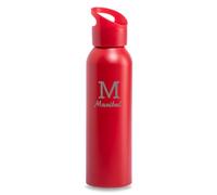 DEREGALOOS Botella Aluminio Personalizada con Inicial y Nombre. Acabado Mate con Grabado Láser. 600ml sin BPA. Diseño Ligero para Deporte, Oficina, Regalo Escolar o Diario (Rojo - Inicial)