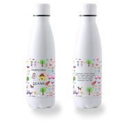 DEREGALOOS Botella Profesora Personalizada 700ml Acero Inoxidable. Bidón con Diseño Original Divertido para Fin de Curso. Regalo Profesor Maestra Seño Tutor con Nombre y Alumnos. (Dibujo Escolar)