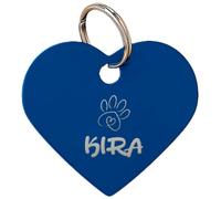 DEREGALOOS Chapa Identificativa Mascotas Personalizada Grabada 2 Caras. Forma de Corazón. Placa para Perros Gatos. Elige Forma, Color y Tamaño. Aluminio Ligero. Ideal para Collar o Arnés (Azul, L)