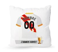 DEREGALOOS Cojín Personalizado con Nombre y Equipo de fútbol. Cojín Personalizado del Rayo. Regalo Original para Aficionados fútbol. Regalo fútbol Rayo. Puedes incluir Relleno.35x35