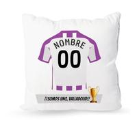 DEREGALOOS Cojín Personalizado Fútbol Valladolid | Relleno Incluido | Medidas 40x40 cm | Regalo Original para Aficionados del Fútbol | Cosas de Futbol para Niños | Regalos Mundial Futbolistas