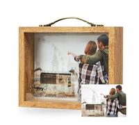 DEREGALOOS Hucha de Madera Personalizada con Foto. Marco de Fotos Hucha Personalizable con Foto. Marco de Madera y Cristal. Regalos Originales Personalizados.