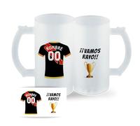 DEREGALOOS Jarra Personalizada con nombre de Fútbol Rayo. Jarra de cerveza personalizada. Regalo Original para Aficionados del Futbol. Regalos Mundial Futbolistas. (Rayo)