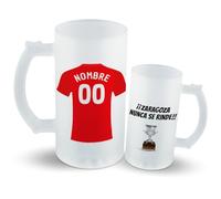 DEREGALOOS Jarra Personalizada Fútbol. Regalo Original Hombre. Nombre y Número Personalizable. Detalle Especial para Cumpleaños. Día del Padre (Zaragoza)