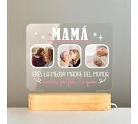 DEREGALOOS Lámpara LED Personalizada con foto. Marco de Fotos Original para Madres. Placa Metacrilato con Fotos y luz LED. Regalo día de la Madre con foto.