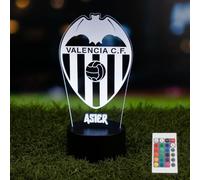 DEREGALOOS Lámpara LED Personalizada Valencia. Escudo personalizado Valencia con luz. Regalos Originales fútbol. Regalos para Aficionados del Futbol.