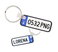 DEREGALOOS Llavero Matrícula Personalizado Doble Cara. Coloca Tu Matrícula, Nombre y País en el Formato Europeo. Regalo Original para Amigos, Familiares o Fechas Especiales. Diseño Único y Divertido