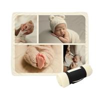 DEREGALOOS Manta Polar Personalizada con Fotos y Texto. Regalo Original para Familia, Bebé o Pareja. Diseño Collage o Imagen. Suave, Lavable y Fácil de Transportar (Collage - 4 Imagenes)