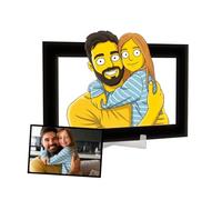 DEREGALOOS Marco Personalizado con Foto Estilo Dibujo Animado Amarillo. Cuadro Artístico para Familia y Amigos. Foto con Arte de Serie TV. Regalo Original para Padres