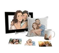 DEREGALOOS Pack Personalizado de Taza y Cojín Estilo Animación 3D y Añade Marco 3D. Regalo Original con Ilustración Artística. Set Decorativo para el Día de la Madre. (Ghibli)