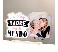 DEREGALOOS Placa Decorativa Personalizada con fotos Día de la Madre. Placa Metacrilato con Fotos para Mamá. Marco de Fotos Original. Regalo original para madres.