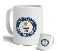 DEREGALOOS Taza de cerámica Personalizada para Madres. Taza Personalizada Regalo día de la madre. Regalo Original Personalizado para mujer. Tazas divertidas con frase. (Best Mom)