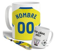 DEREGALOOS Taza Personalizada con nombre de Fútbol Cádiz. Tazas de Desayuno personalizada. Regalo Original para Aficionados del Futbol. Regalos Mundial Cádiz. Pulsera de regalo