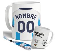 DEREGALOOS Taza Personalizada con nombre de Fútbol Sociedad. Tazas de Desayuno personalizada. Regalo Original para Aficionados del Futbol. Regalos Mundial Sociedad. Pulsera de regalo
