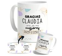 DEREGALOOS Taza Personalizada con nombre para Profesores. Tazas de Desayuno personalizada Profesores. Regalo Original para Profes. Regalos Profes Navidad. Regalo fin de curso.