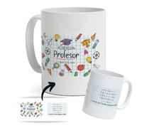 DEREGALOOS Taza Personalizada con nombre para Profesores. Tazas de Desayuno personalizada Profesores. Regalo Original para Profes. Regalos Profes Navidad. Regalo fin de curso.