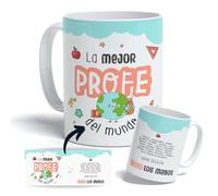 DEREGALOOS Taza Personalizada con nombre para Profesores. Tazas de Desayuno personalizada Profesores. Regalo Original para Profes. Regalos Profes Navidad. Regalo fin de curso. La Mejor Profe.