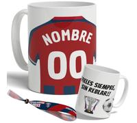 DEREGALOOS. Taza Personalizada Estilo Fútbol. Taza con Nombre y Número. Regalo Original para Aficionados.Fútbol Niños y Adultos. Pulsera de regalo. Diseño Inspirado en la 2ª División Huesca