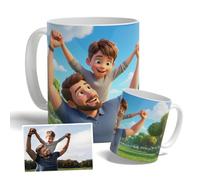 DEREGALOOS Taza Personalizada para Padres con Foto. Regalo Original Día del Padre Estilo Animación Mágica 3D. Taza de Desayuno para Papá y Abuelos. Cerámica 330ml