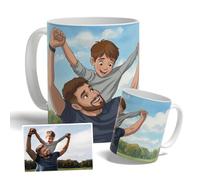 DEREGALOOS Taza Personalizada para Padres con Foto. Regalo Original Día del Padre Estilo Cómic y Dibujo Cartoon. Taza de Desayuno para Papá y Abuelos. Cerámica 330ml