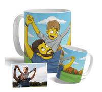 DEREGALOOS Taza Personalizada para Padres con Foto. Regalo Original Día del Padre Estilo Dibujo Animado Amarillo. Taza de Desayuno para Papá y Abuelos. Cerámica 330ml