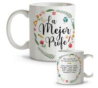 DEREGALOOS Taza Profesora Personalizada Fin de Curso 330ml. Cerámica con Diseño Original Divertido. Regalo Profesor Maestra Seño Tutor para Agradecimiento Detalle. (La mejor Profe)