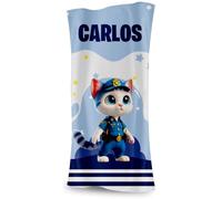 DEREGALOOS Toalla Infantil Personalizada con Nombre. Diseños de Perritos o Gatitos Tipo Patrulla. Toalla Playa Piscina. Elige Tamaño y Personaje. Regalo Divertido para Niños (Gato - Chase, 70X140)