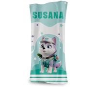 DEREGALOOS Toalla Infantil Personalizada con Nombre. Diseños de Perritos o Gatitos Tipo Patrulla. Toalla Playa Piscina. Elige Tamaño y Personaje. Regalo Divertido para Niños (Perro - Everest, 70X140)