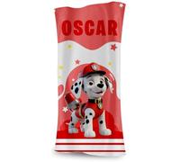DEREGALOOS Toalla Infantil Personalizada con Nombre. Diseños de Perritos o Gatitos Tipo Patrulla. Toalla Playa Piscina. Elige Tamaño y Personaje. Regalo Divertido para Niños (Perro - Marshall, 70X140)