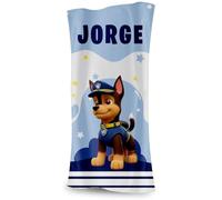DEREGALOOS Toalla Infantil Personalizada con Nombre. Diseños de Perritos o Gatitos Tipo Patrulla. Toalla Playa Piscina. Elige Tamaño y Personaje. Regalo Divertido para Niños (Perro - Chase, 50X100)