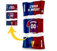 DEREGALOOS Toalla Personalizada con Nombre y Equipo de fútbol. Regalos Personalizados fútbol Barcelona. Regalo Original para Aficionados del Fútbol. Regalo Mundial futbolistas.