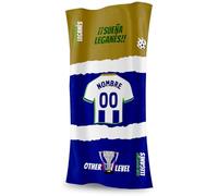 DEREGALOOS Toalla Personalizada con Nombre y Equipo de fútbol. Regalos Personalizados fútbol Leganes. Regalo Original para Aficionados del Fútbol. Regalo Mundial futbolistas. (Leganés, 70x140CM)