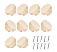 Dereine 10 Pcs Pomos de Madera,Tiradores de madera,Pomos de Madera para Cajones,Tiradores Redondos de Madera para Armarios,Cocina,Cajones,Dormitorio,Aparador(30mm)