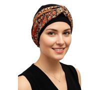 Deresina - Diadema cruzada extra ancha con gorro de bambú suave para mujer, diadema para alopecia, pérdida parcial de cabello (borgoña, talla única)