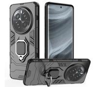 DERHAN Funda para Realme 12 Pro/Realme 12 Pro+ Plus, Fundas Resistente y Duradero, Carcasa Antigolpes Bumper con Soporte Anillo - Negro