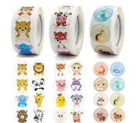 DERJDISF 1500 Pcs Rollo De Pegatinas De Animales Pegatinas De Recompensa De Animales para Niños Recompensa del Maestro Pegatinas Recompensa Pegatinas, Pegatinas Motivacionales para Premios Maestros