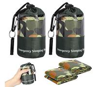DERJDISF 2 Paquetes Saco de Dormir de Emergencia, Saco de Vivac Térmico Ligero e Impermeable, Mantas de Supervivencia Saco de Nailon Portátil para Acampar, IR de Excursión, al Aire Libre