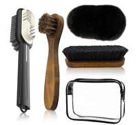 DERJDISF Cepillo Zapatos - Kit de Limpieza de Zapatos de 5 Piezas, Cepillo Limpiador de Zapatillas, Cepillo de Botas para Gamuza y Nobuk, Limpieza Profunda y Suave, Restauración de Cuero.