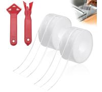 DERJDISF Cinta Adhesiva Impermeable - 2 Rollos de Cinta Selladora Baño de Calafateo, Sellador Impermeable Transparente Versátil para Cocina, Baño, Bañera, Inodoro, Pared y Piso