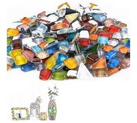 DERJDISF Cristales para Manualidades - Azulejos de Mosaico de Cristal de 400g Colores Mezclados, Pequeños Mosaicos para Manualidades, Decoración del Hogar, Proyectos de Arte