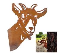 DERJDISF DecoracióN de JardíN con Forma Metal Oxidado JardíN Decorativa de Metal Oxidado Aspecto JardíN Estatuas de Metal Silueta Ovejas Que Miran Furtivamente con DecoracióN