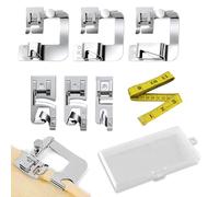 DERJDISF Prensatelas - Kit de 6 pies para Dobladillo, Juego de pies para máquina de Coser Brothe, y Accesorios para acolchar, Cinta métrica, máquinas de Coser domésticas de 3/4/6 mm