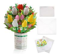 DERJDISF Tarjeta Felicitación - Tarjeta Desplegable de Tulipanes, Artesanal & Un Toque de Arte, Ideal para Cumpleaños, Buenos Deseos, Aniversarios, Día de la Madre y Regalos para Profesores