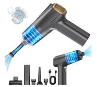 DERJLY Aspiradora de Mano Coche: Potente 8000pa sin Cable Mini Aspirador con USB Recargable Bateria Led Lámpara 2 Lavable Filtro Hepa