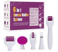 Derma Roller, 6 en 1 Microneedle Roller Dermaroller Facial 0.5mm+1mm+1.5mm para Cara y Cuerpo, Microneedling para Anti-Edad, Eliminación de Cicatrices Acne, Poro Contractivo