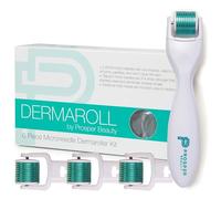 Derma Roller Microneedle - Kit de 6 piezas [Dermaroll de Prosper Beauty] Rodillo facial con 4 cabezales reemplazables, exfoliación, microdermoabrasión, microderma, herramienta para el cuidado de la